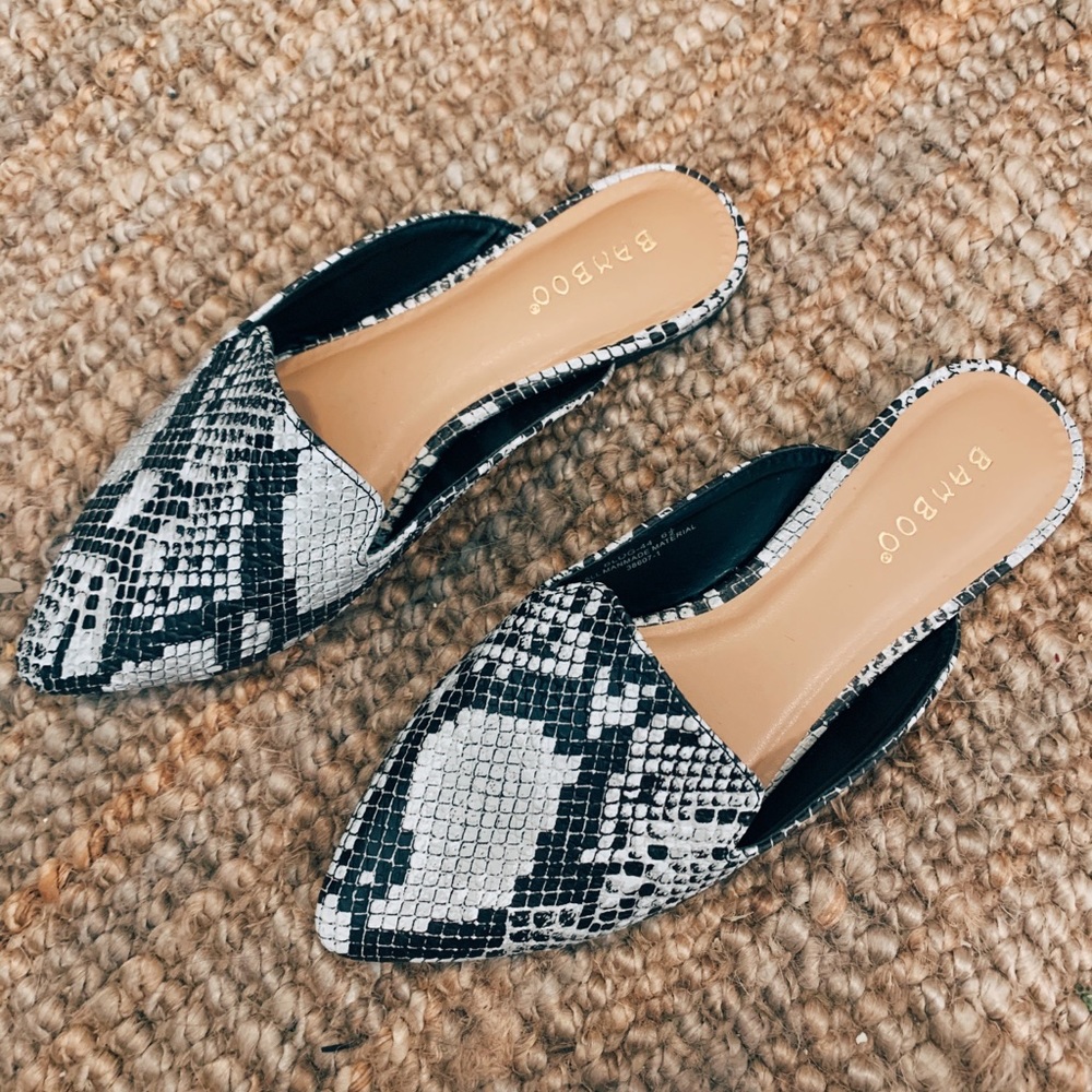 Bamboo Snake Skin Flat Mule
